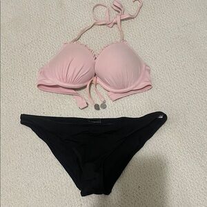 H&M Pink and Black Bikini Set